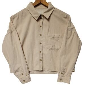 American Eagle Cropped Button Up Shirt Shacket Outdoors Chore Western Size M